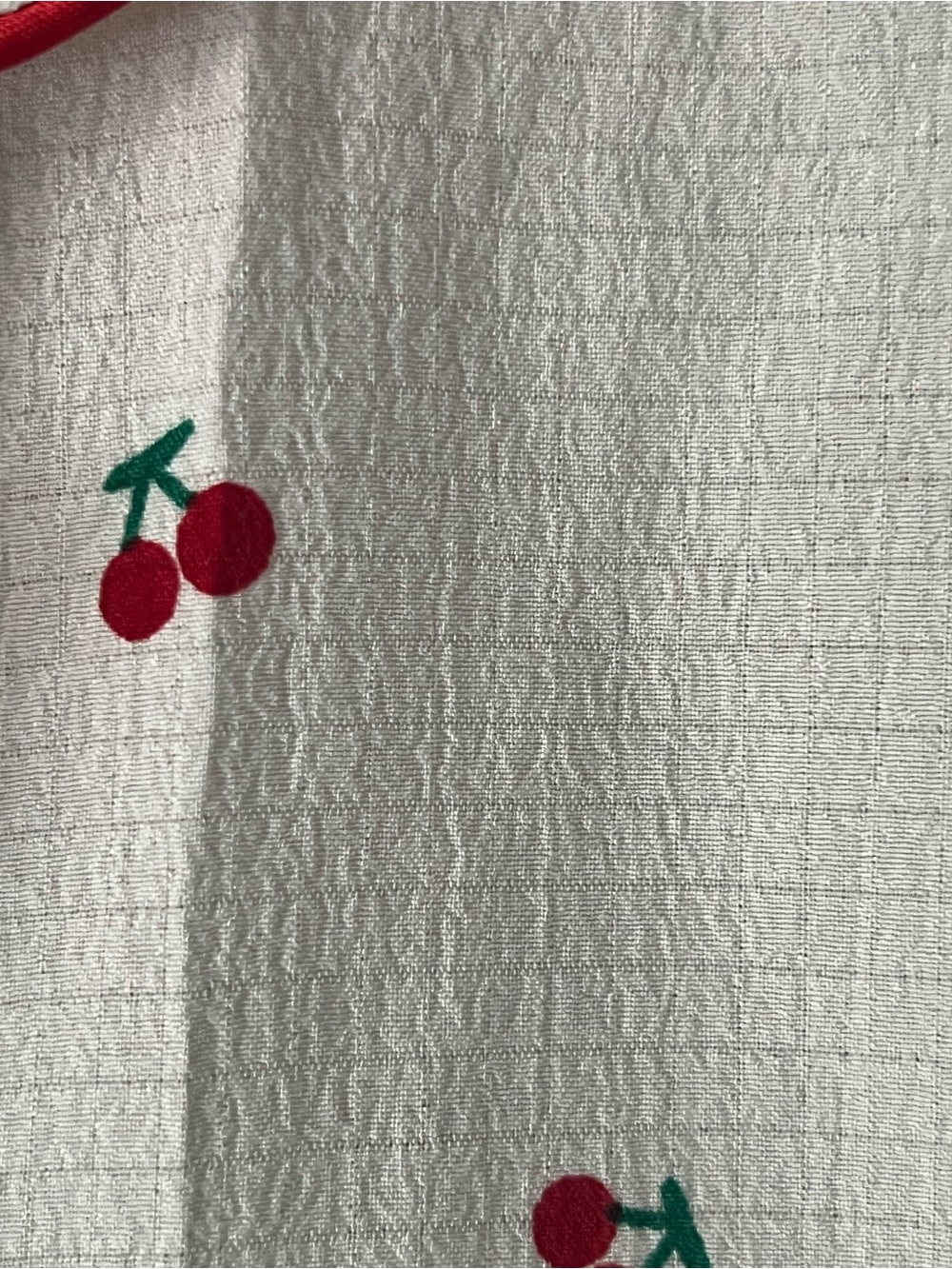 Cherry Print Cream Short Pajama Set with Red Piping size med never worn -washed - Picture 3 of 5